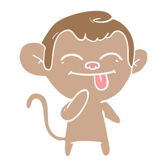 funny flat color style cartoon monkey