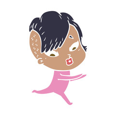 flat color style cartoon surprised girl