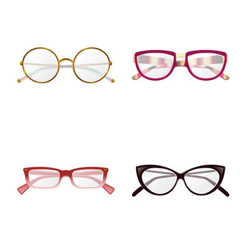 Isolated object of glasses and frame logo. Collection of glasses and accessory stock symbol for web.