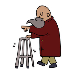 cartoon doodle old man pointing