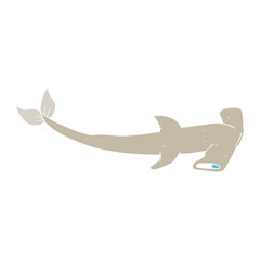 flat color illustration of a cartoon hammerhead shark