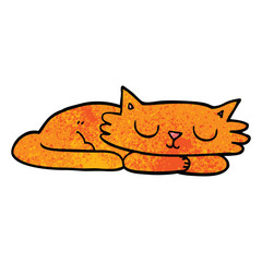 cartoon doodle sleeping cat