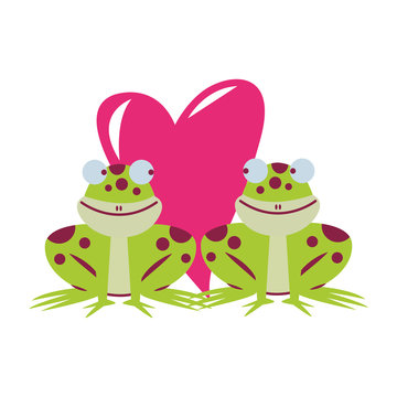 Frogs couple in love