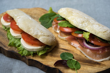 salami prosciutto and caprese sandwich