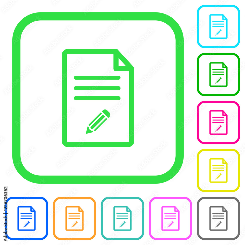 Poster edit document vivid colored flat icons