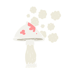flat color illustration of a cartoon mushroom