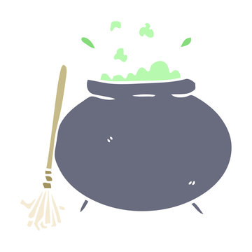 Flat Color Style Cartoon Cauldron