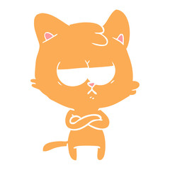 Obraz na płótnie Canvas bored flat color style cartoon cat