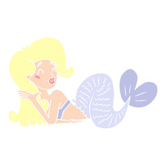 flat color style cartoon mermaid