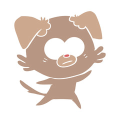 nervous dog flat color style cartoon