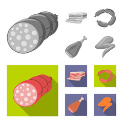 Isolated object of meat and ham symbol. Collection of meat and cooking stock symbol for web.