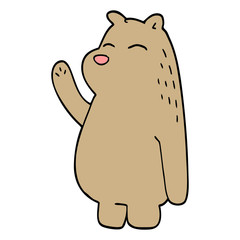 cartoon doodle bear waving
