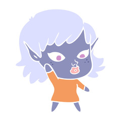 pretty flat color style cartoon elf girl