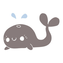 cute flat color style cartoon whale