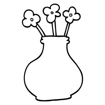 recommend clip art: line drawing cartoon flower vase