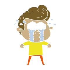 flat color style cartoon crying man