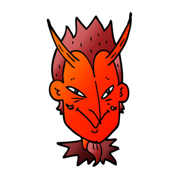 cartoon doodle devil face