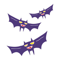 flat color illustration of a cartoon halloween bat