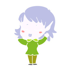 pretty flat color style cartoon elf girl