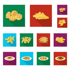 Vector design of pasta and carbohydrate symbol. Set of pasta and macaroni stock symbol for web.