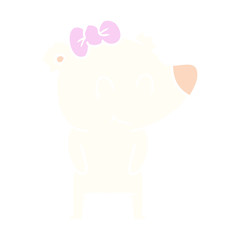 female polar bear flat color style cartoon