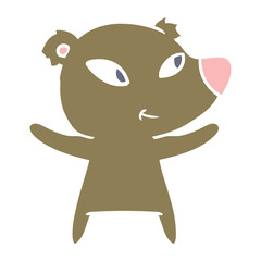 cute flat color style cartoon bear