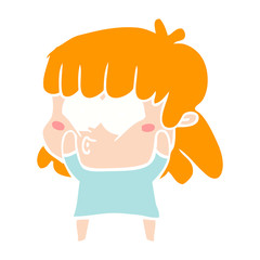 flat color style cartoon surprised girl