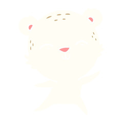 happy flat color style cartoon polar bear dancing