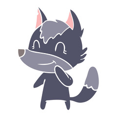 friendly flat color style cartoon wolf
