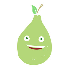 flat color illustration of a cartoon pear