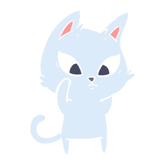 confused flat color style cartoon cat