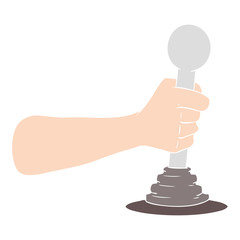 flat color style cartoon hand pulling lever