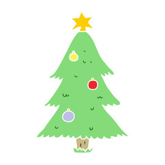 flat color style cartoon christmas tree