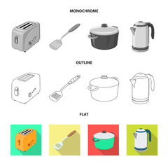 Vector illustration of kitchen and cook icon. Collection of kitchen and appliance vector icon for stock.