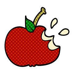 cartoon doodle juicy bitten apple
