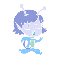 flat color style cartoon alien girl