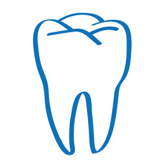 Handgezeichneter Zahn in dunkelblau