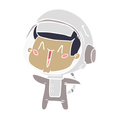 happy flat color style cartoon astronaut