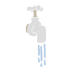 flat color illustration of a cartoon running faucet
