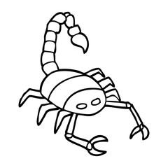line drawing cartoon of a scorpion