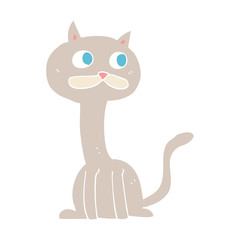 flat color illustration of a cartoon cat