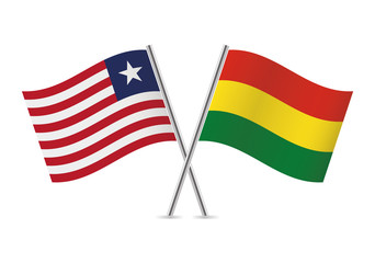 Liberia and Bolivia flags. Vector illustration.
