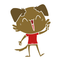 happy little dog flat color style cartoon