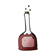 cartoon doodle bottle of red wine