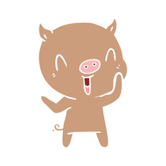 Obraz premium happy flat color style cartoon pig