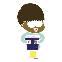 happy flat color style cartoon boy