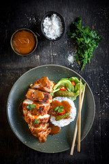 Chicken kats served
