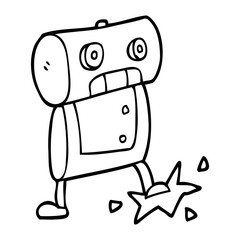 line drawing cartoon robot