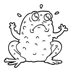 line drawing cartoon nervous toad