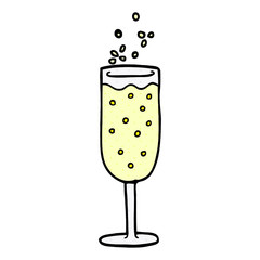 cartoon doodle champagne flute
